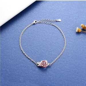 14k 925 Rose Urn Charm Memorial Bracelet